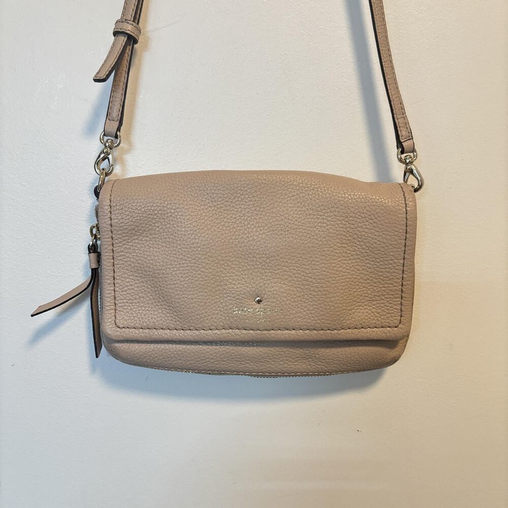 Kate Spade Bag Womens Small Beige Leather Crossbody Cobble Hill Pebbled